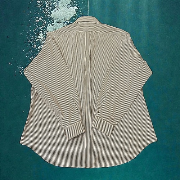 Vintage Ralph Lauren Classic Fit Green White Stripe Button Down Shirt Mens XL - Picture 4 of 8